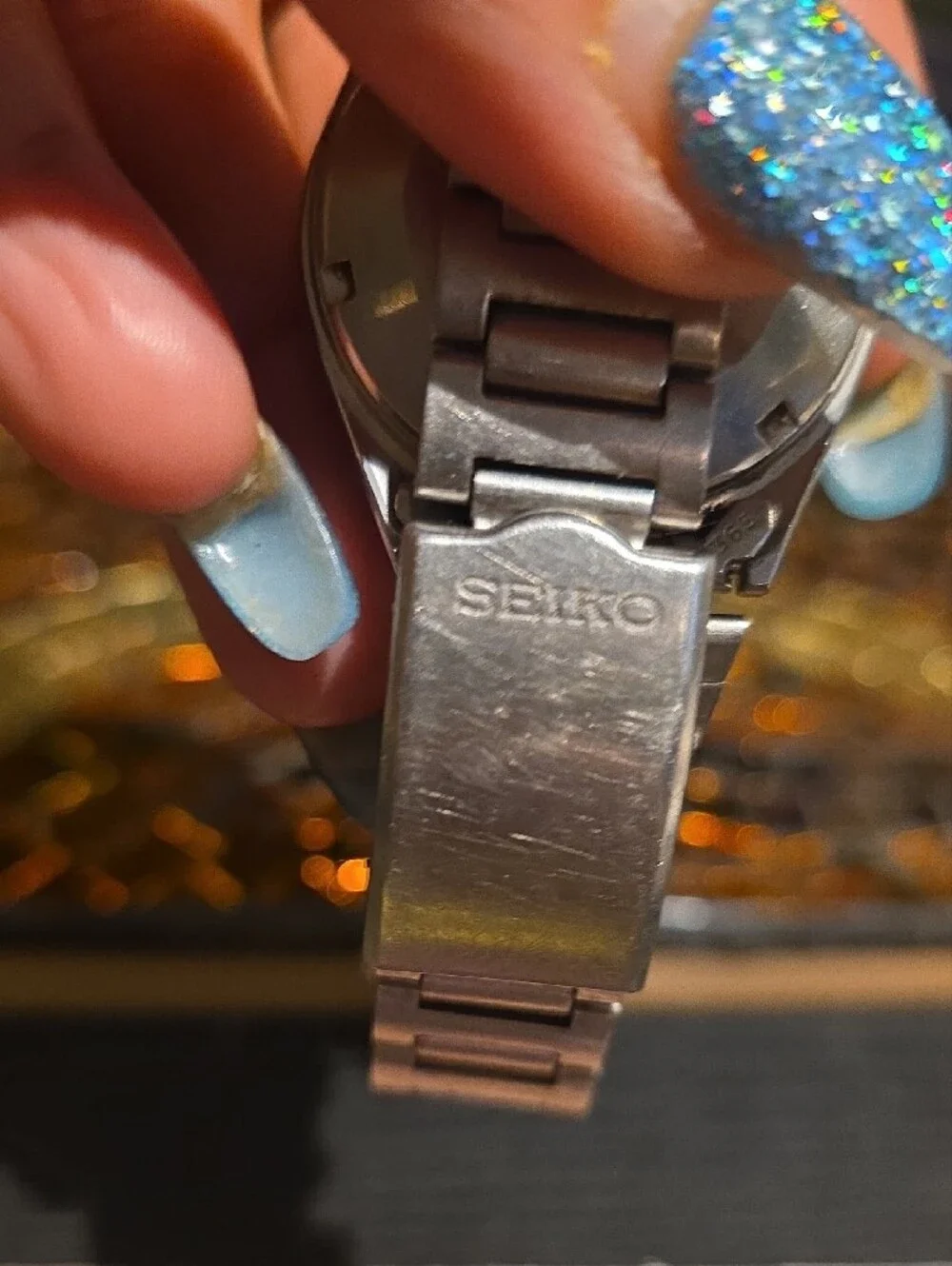 Seiko Silver Stainless Steel Watch with Black Dial